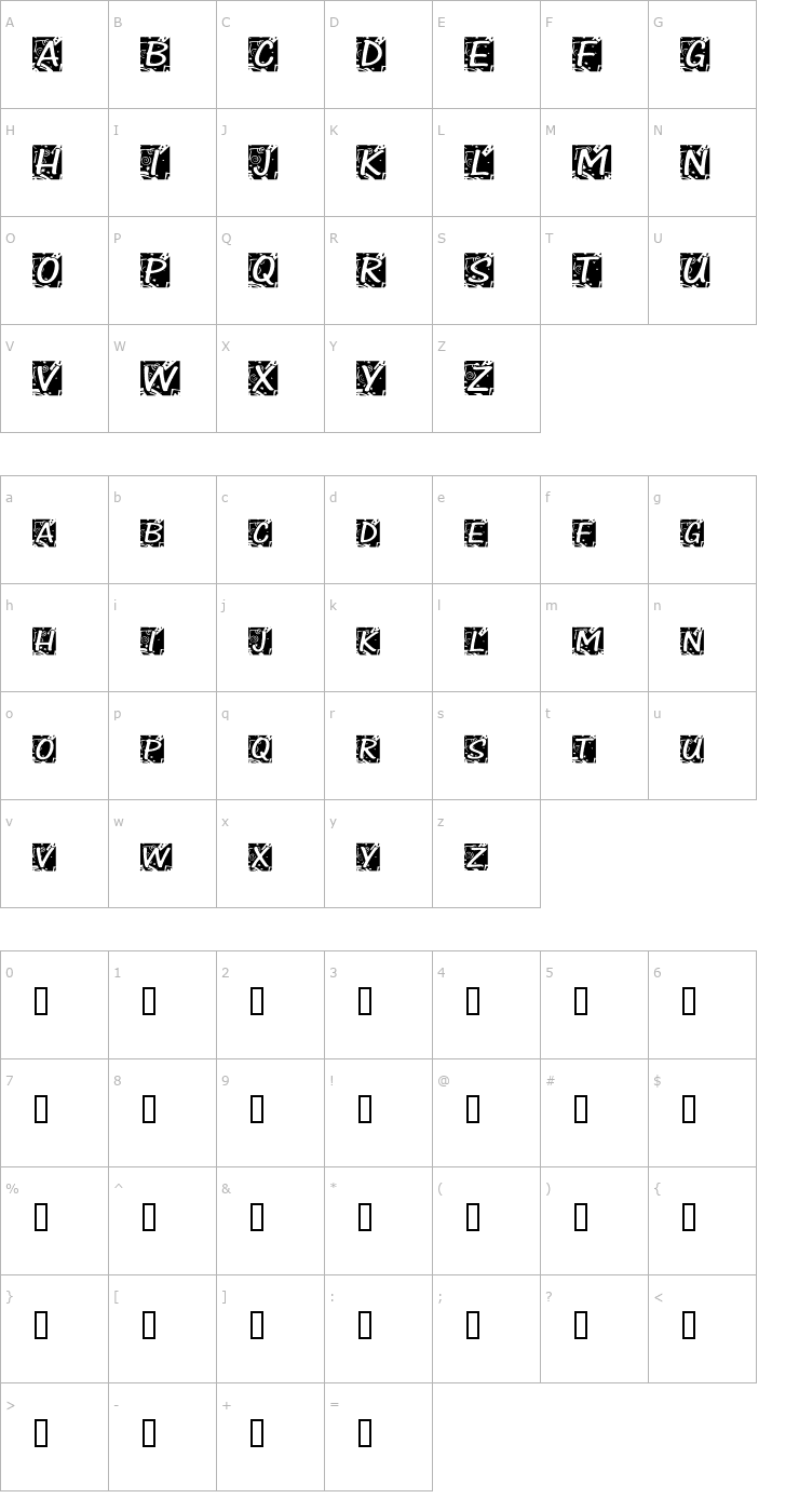 Character Map Chloe Confetti Font