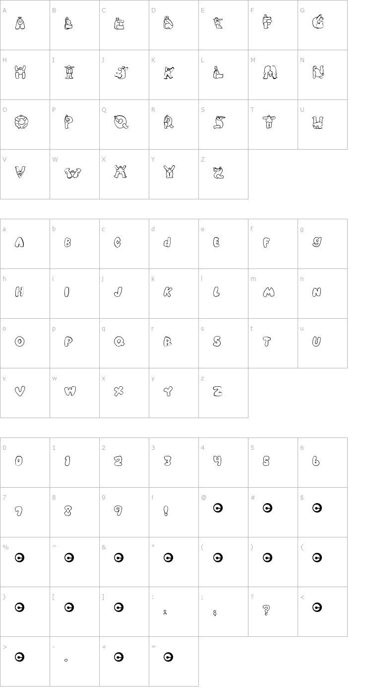 Character Map Chlorinuh Font
