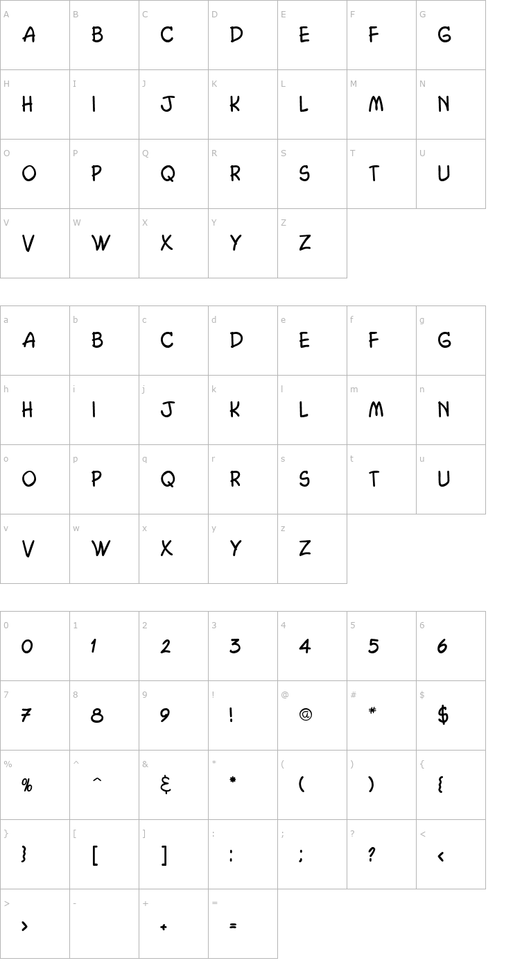 Character Map ChockaDB Bold Font