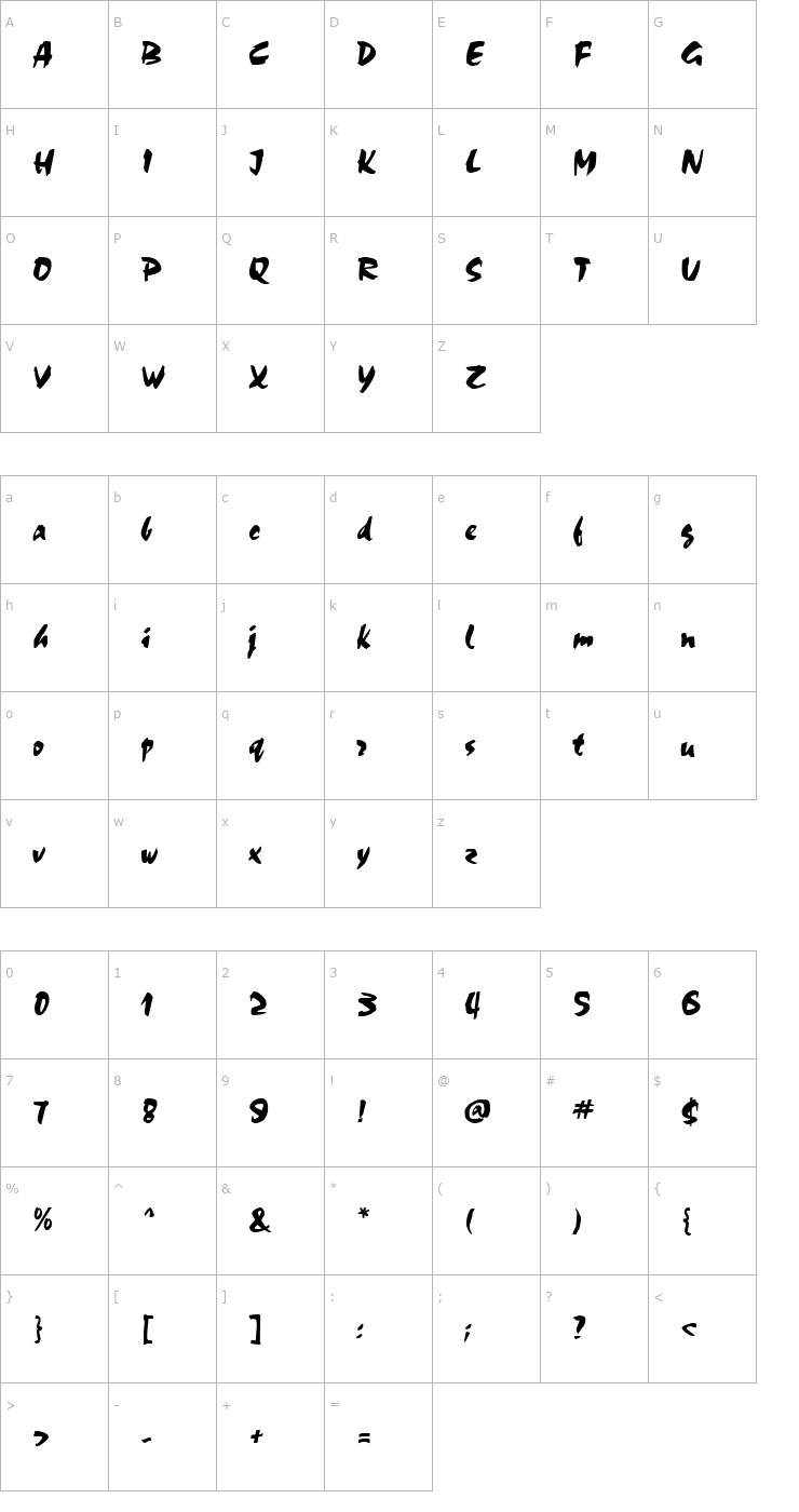 Character Map Chokko Regular Font
