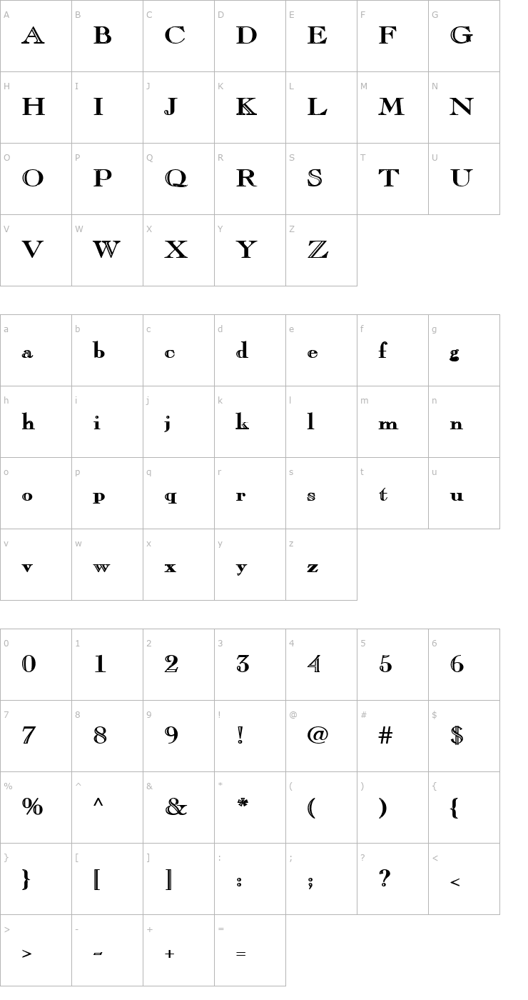 Character Map Chopin Bold Font