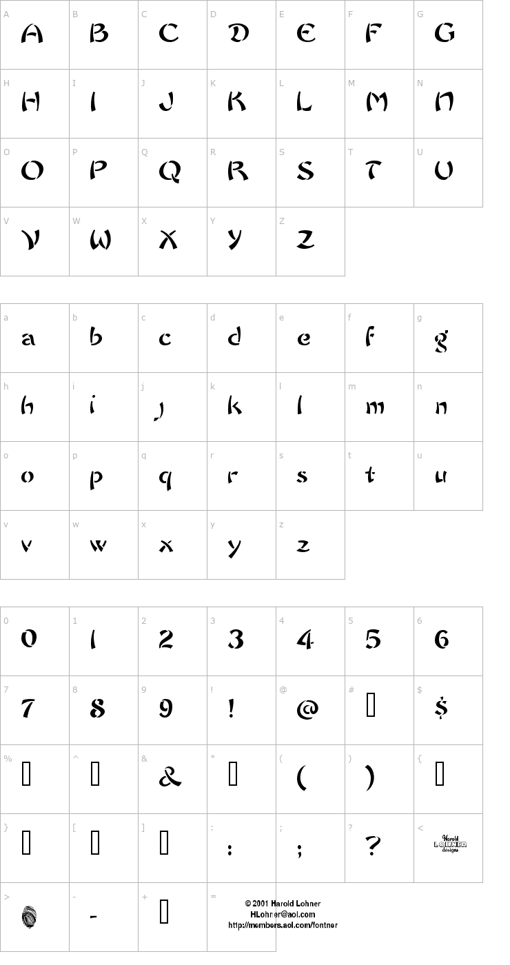 Character Map Chow Fun Font