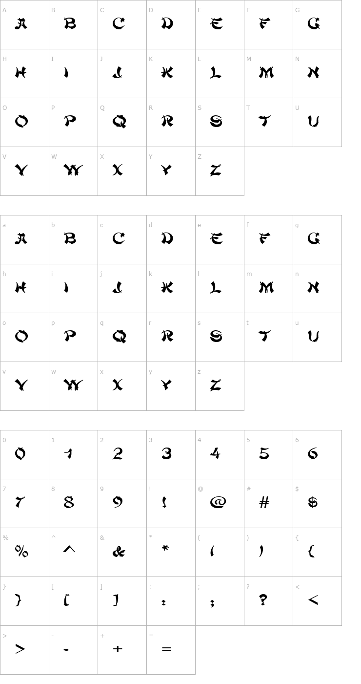 Character Map ChowMeinWide Regular Font