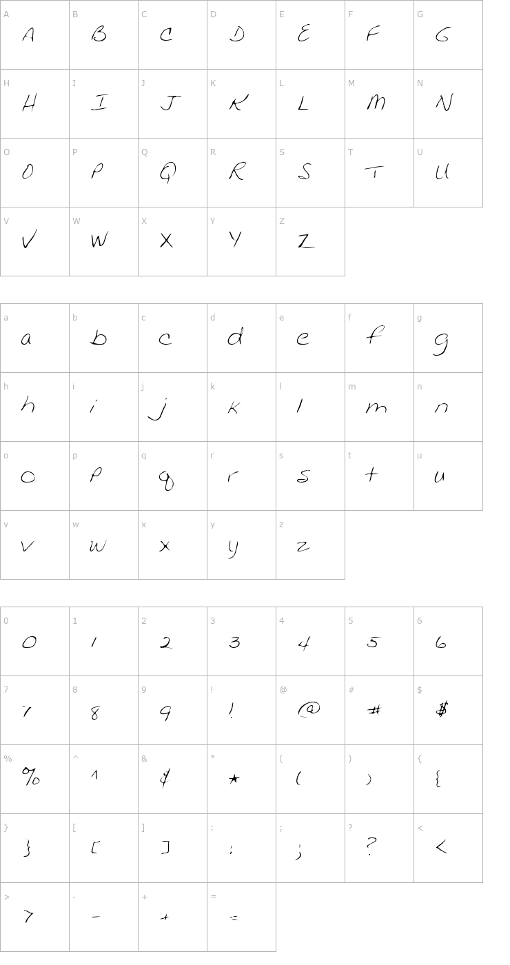 Character Map Chris Regular Font