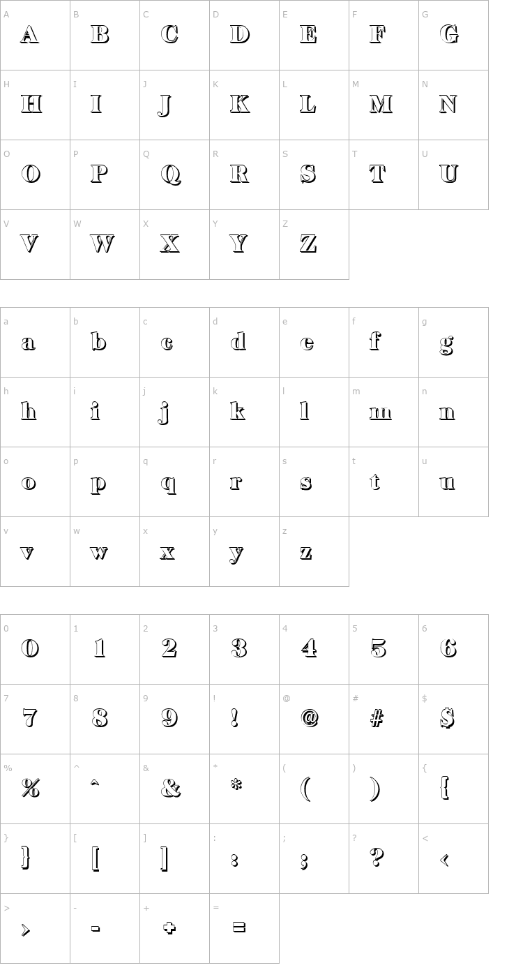 Character Map ChrisBeckerShadow-Black-Regular Font