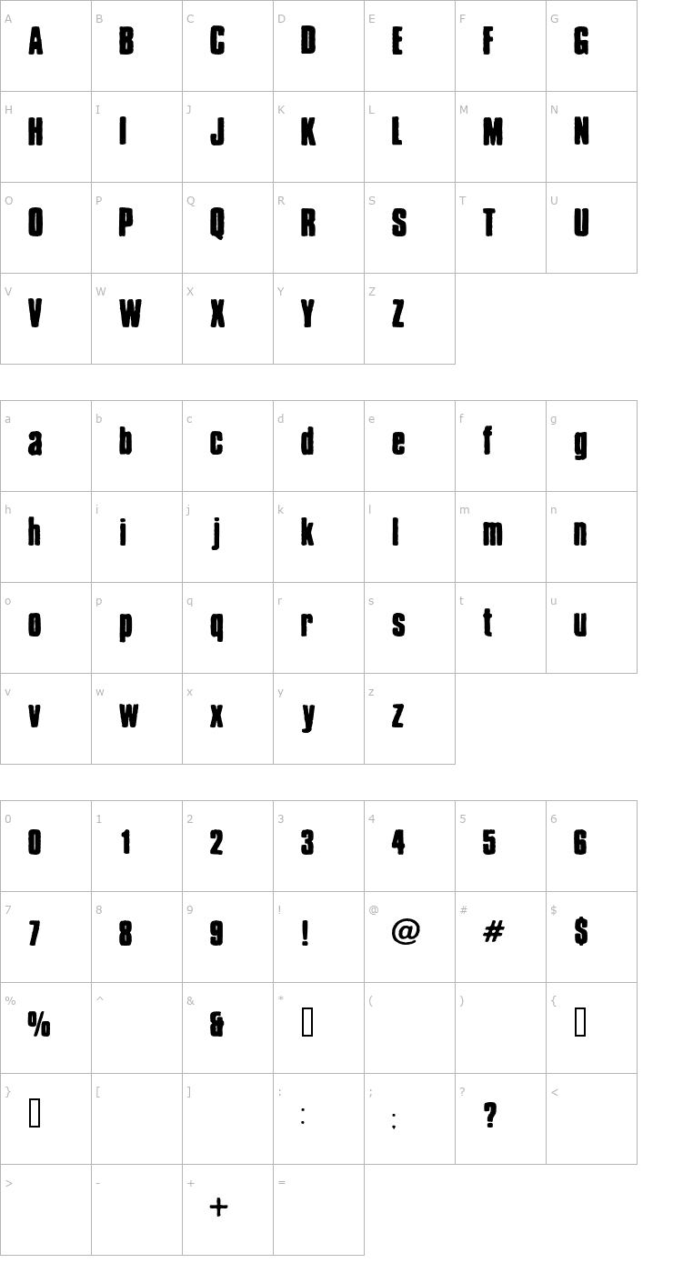Character Map Chrispy Font