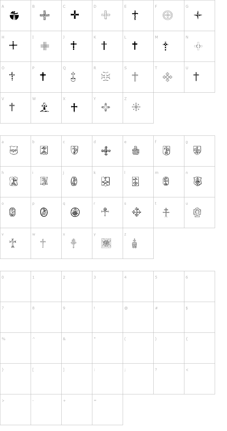 Character Map Christian Crosses IV Font