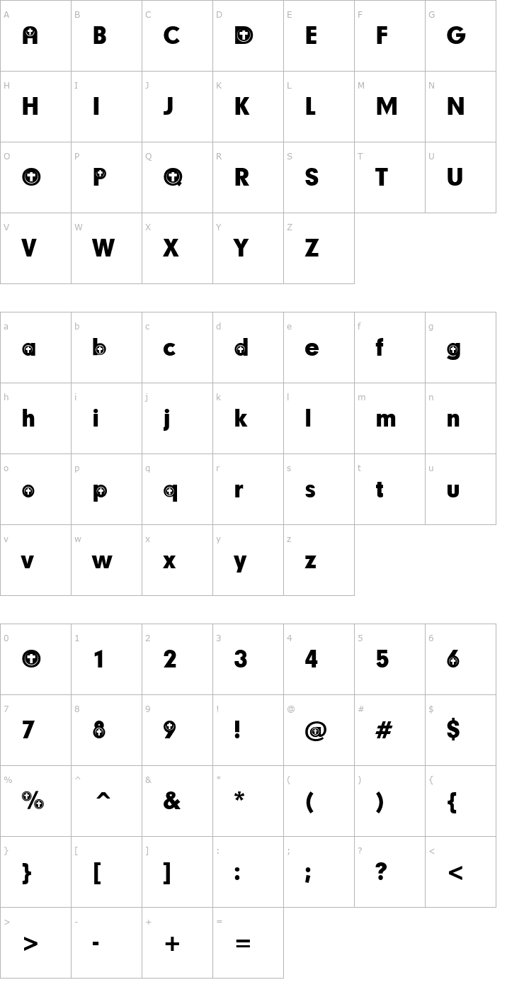 Character Map Christian Participants Font