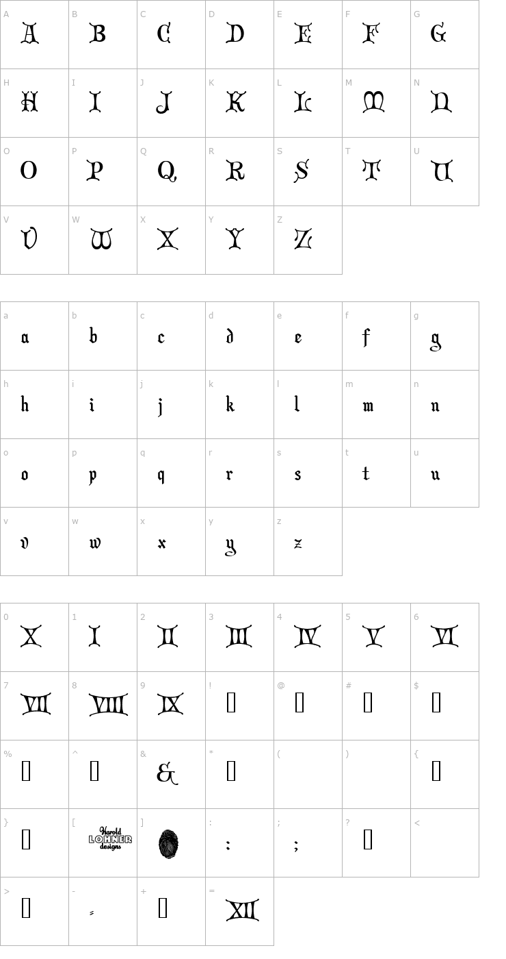 Character Map Christmas Card II Font