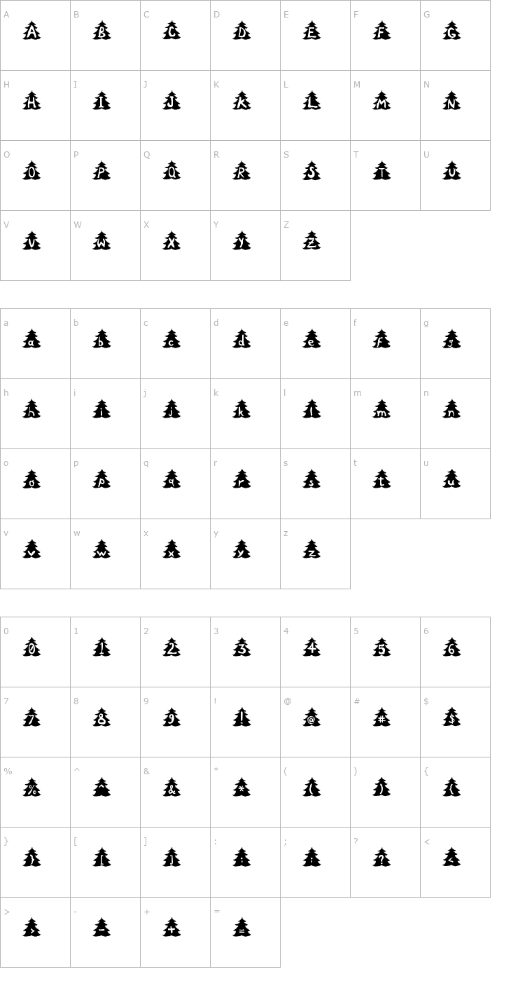 Character Map Christmas Tree Font