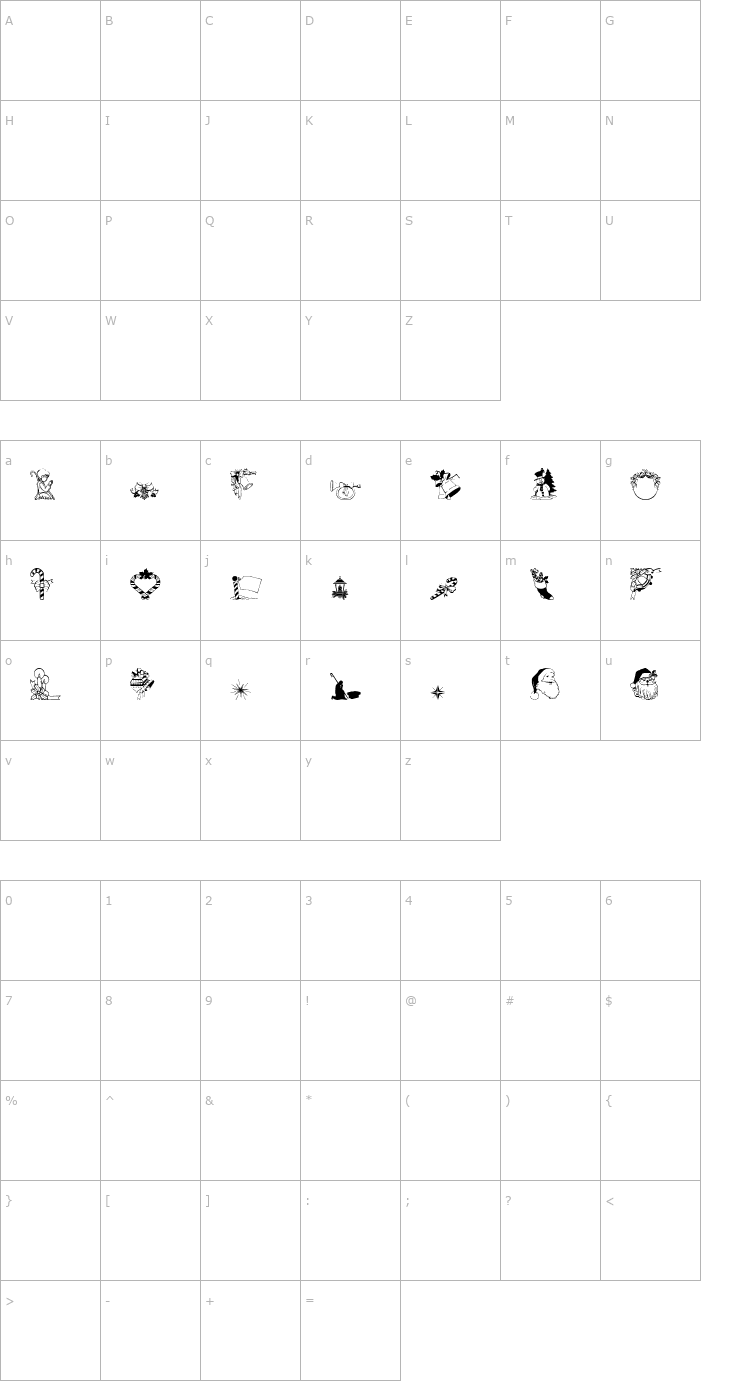 Character Map Christmas3 Font