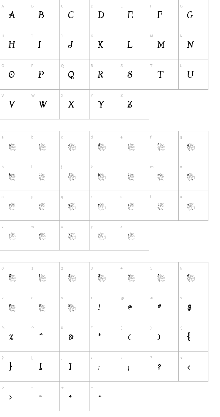 Character Map ChristmasSleighRide Font
