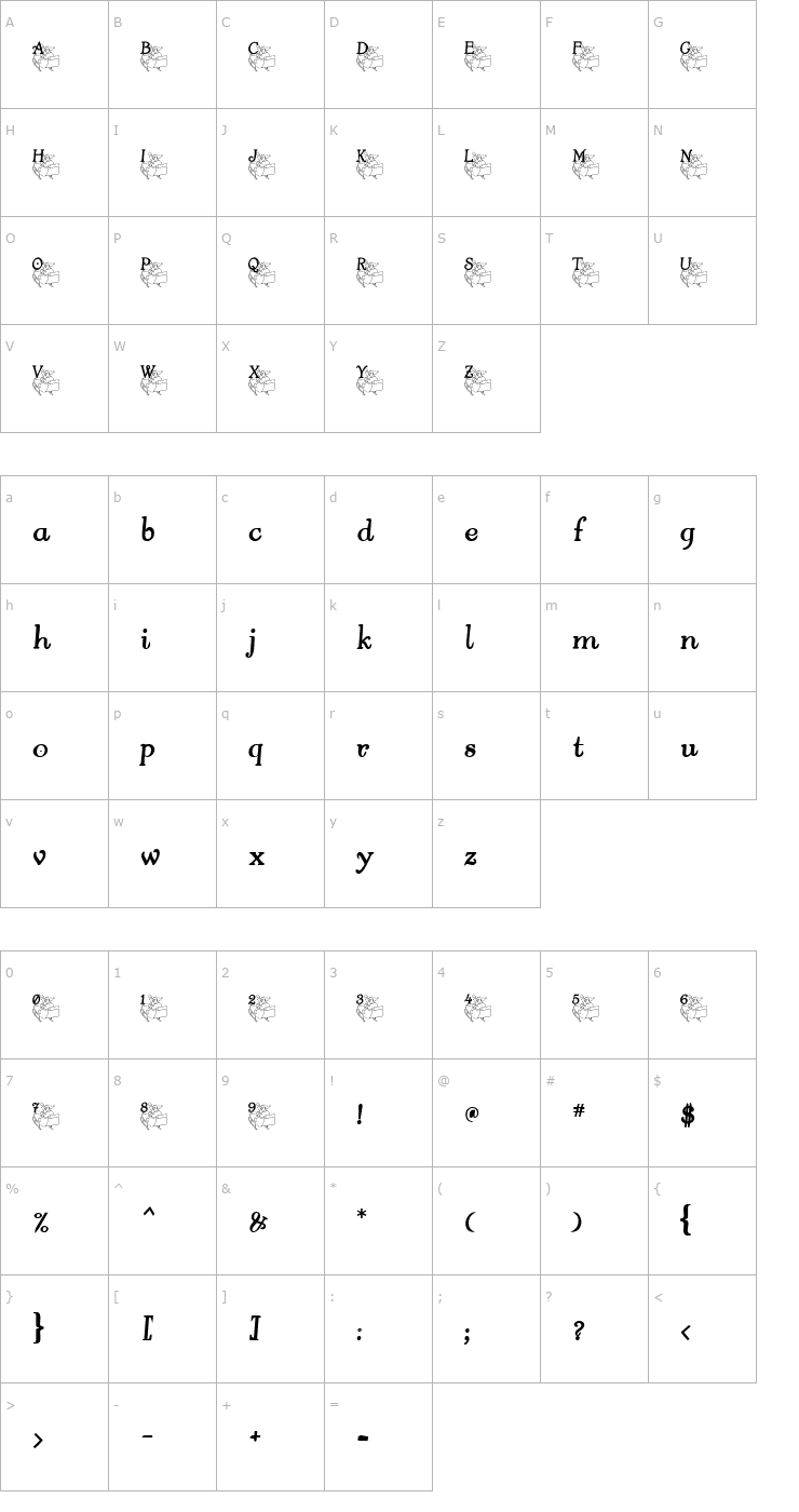 Character Map ChristmasSleighRideCaps Font