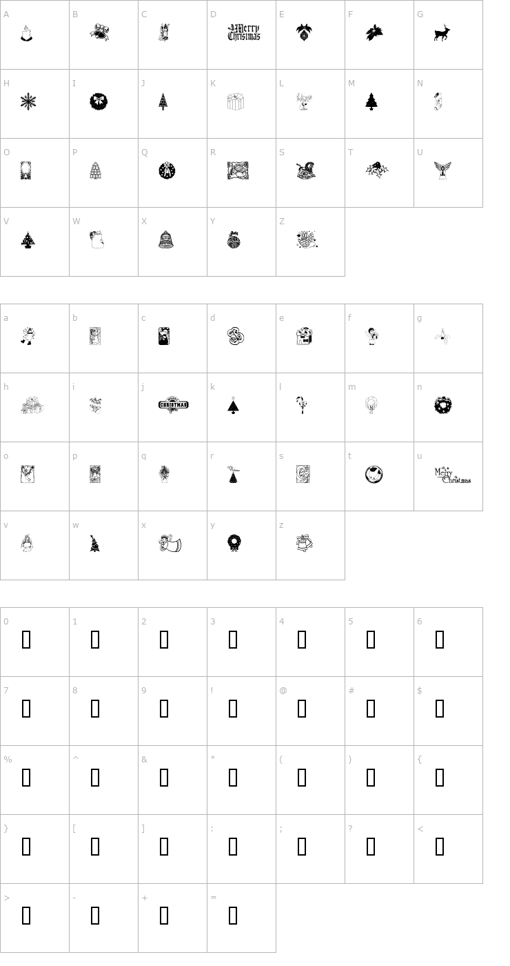 Character Map ChristmasTime Font