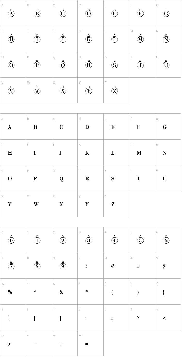 Character Map ChristmasTree Font