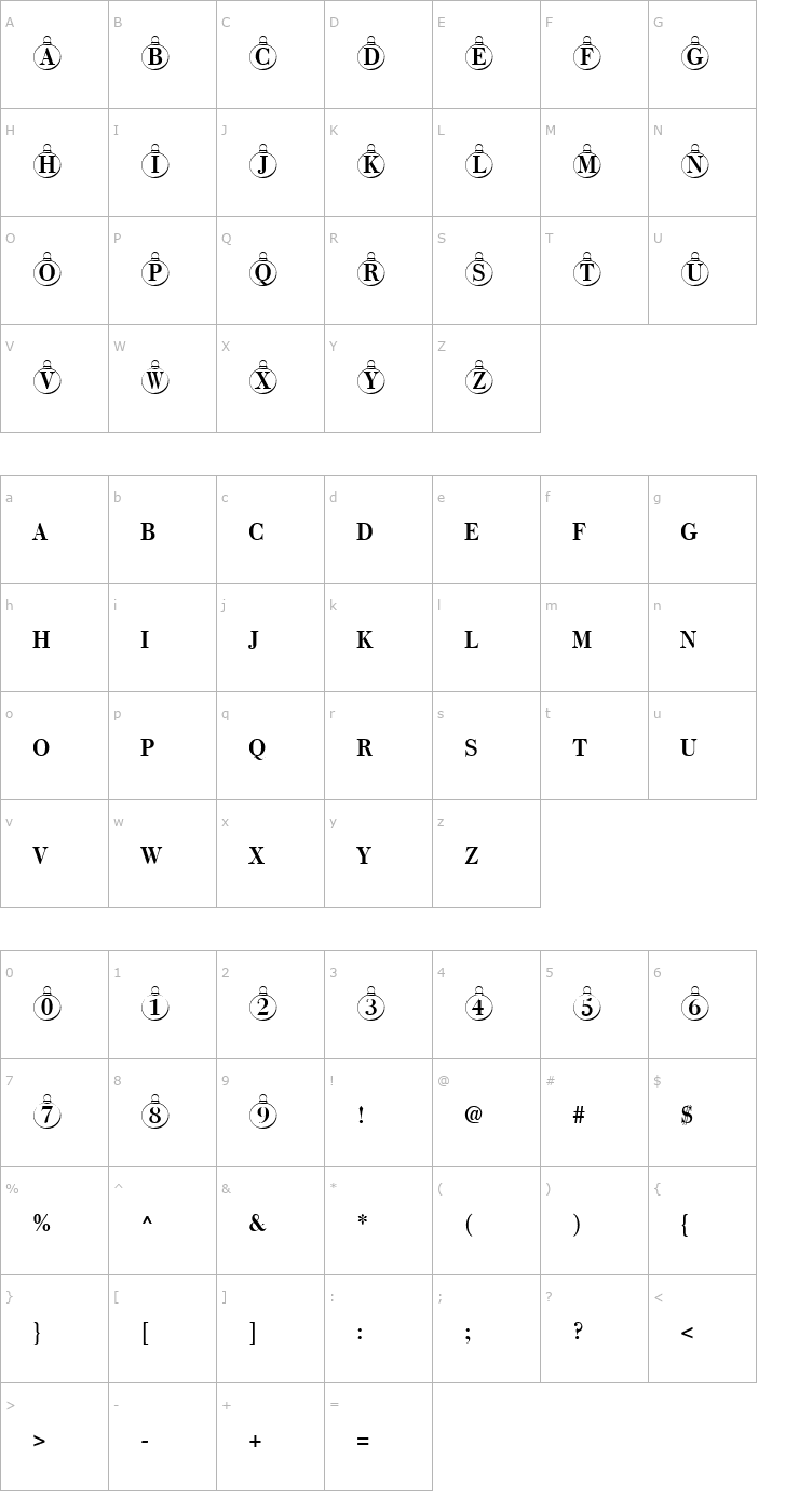 Character Map ChristmasTree Regular Font