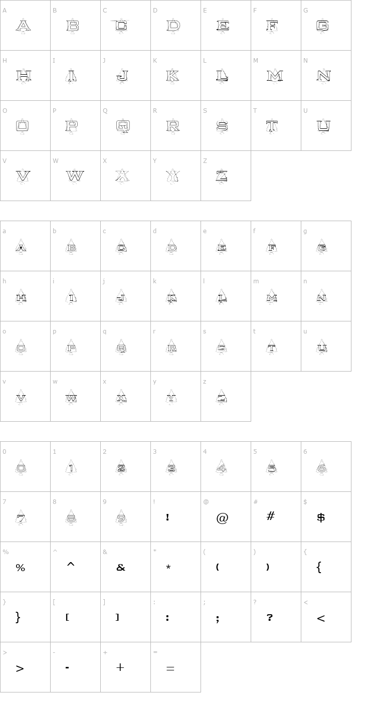 Character Map ChristmasTreeByPerry Font