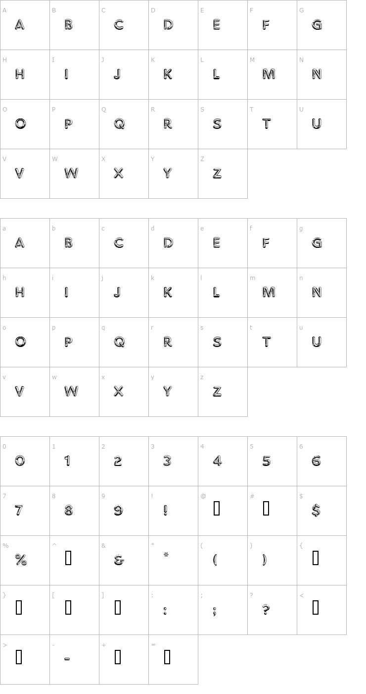 Character Map Chromatic Font