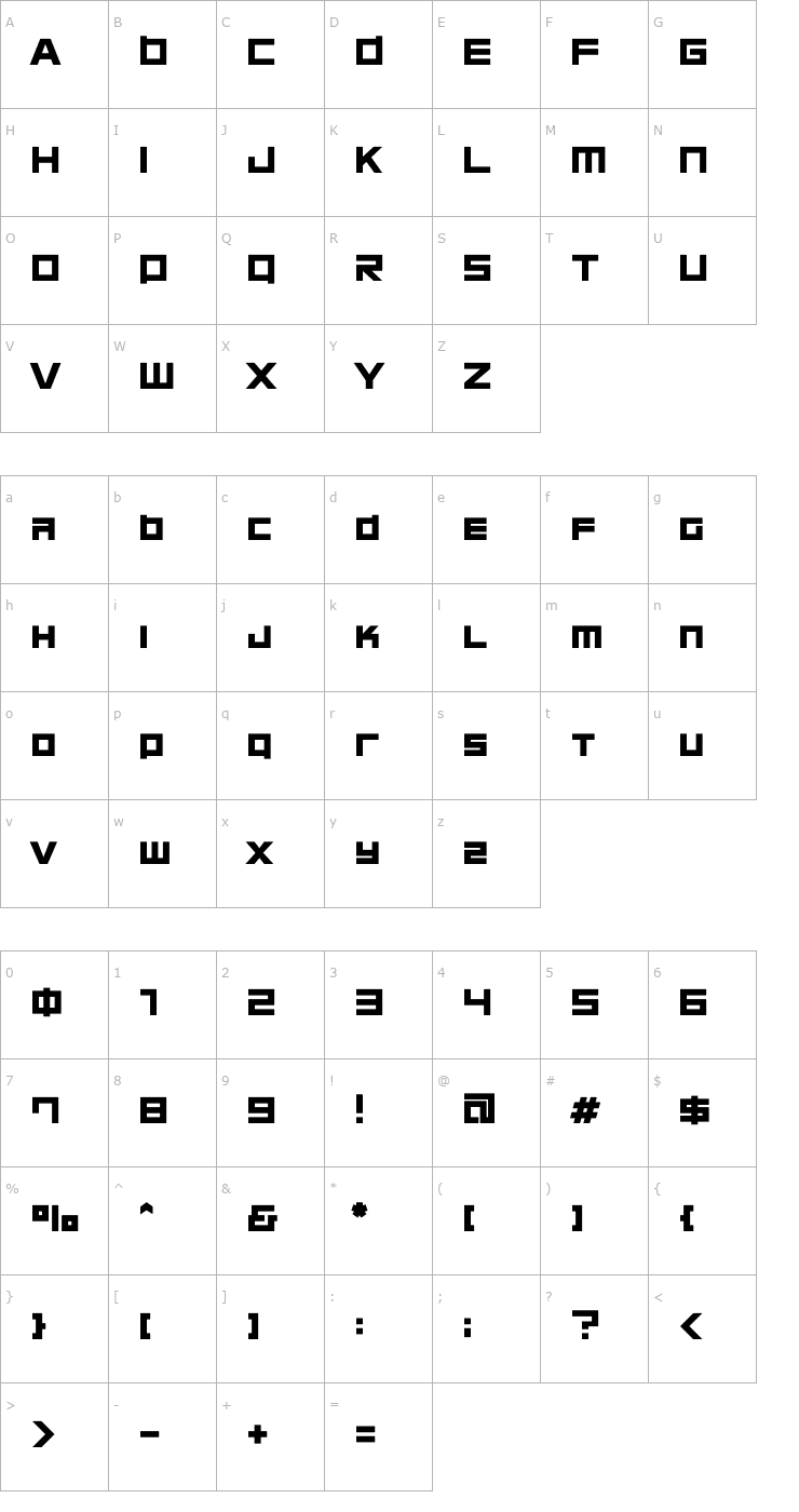 Character Map Chubu 08 Font