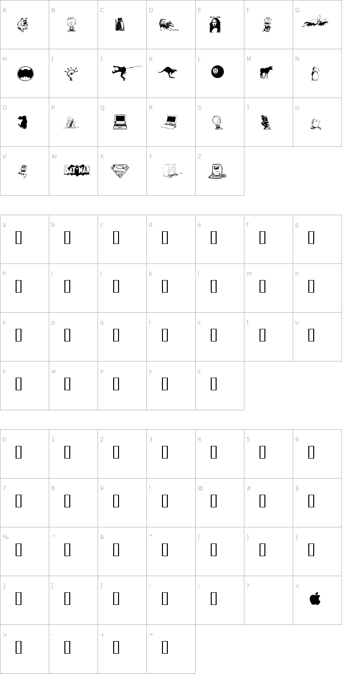 Character Map Chung's Dingbats Font