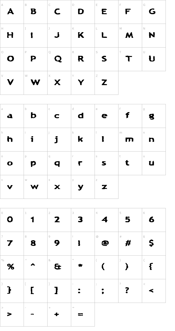 Character Map Chunk-a-Chip Font