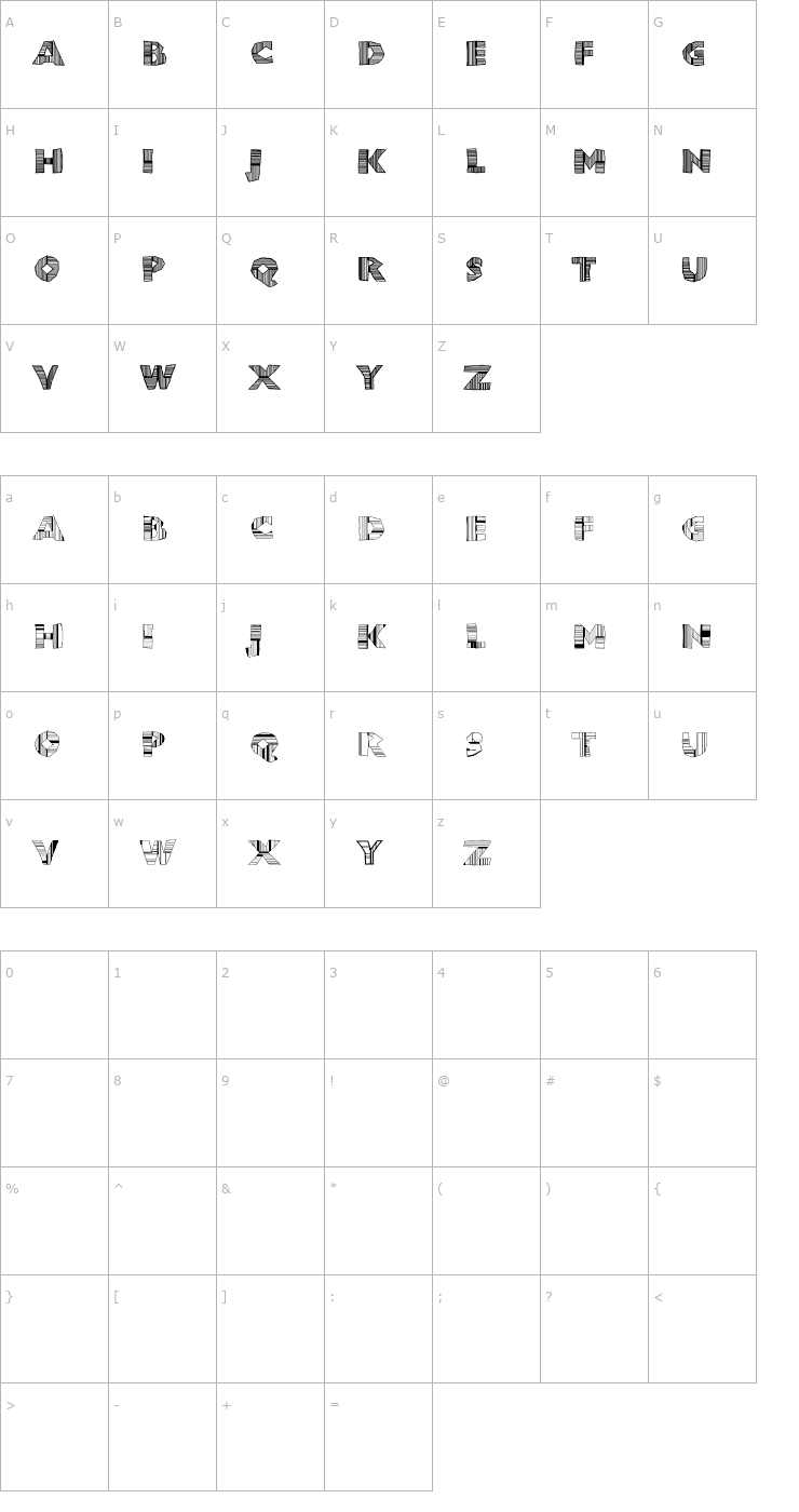 Character Map ChunkoBlockoDroppoCapo Font