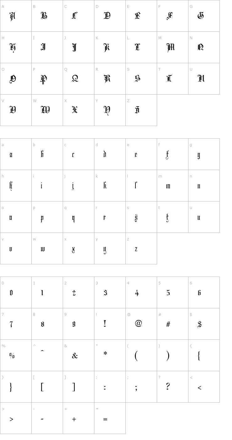 Character Map Church Text Font