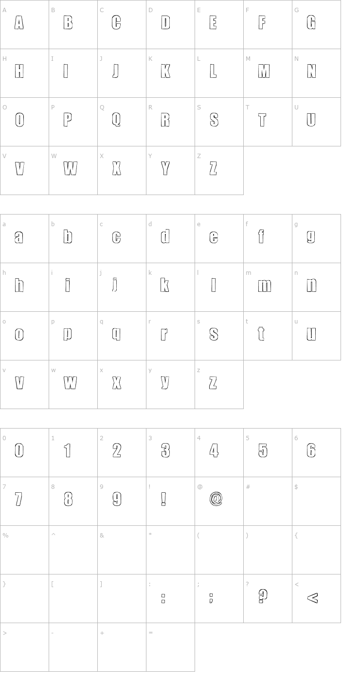 Character Map chutzpah Font