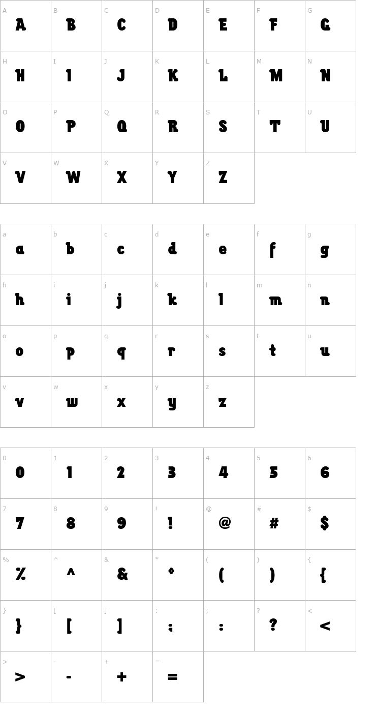 Character Map ChwastBuffalo-BlackCond Font