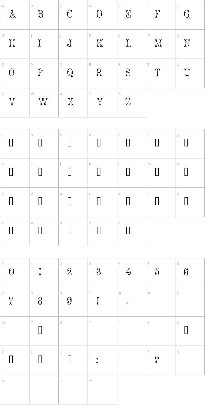 Character Map Cicero 1 Font