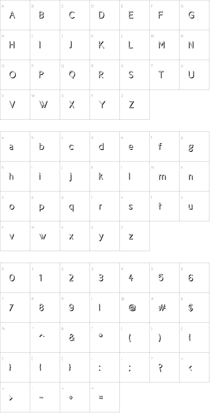 Character Map Cicle Shadow Font