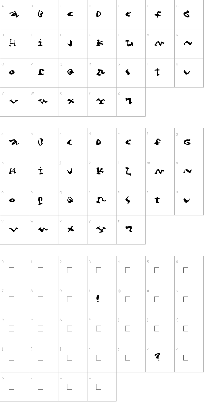 Character Map Cigar Font