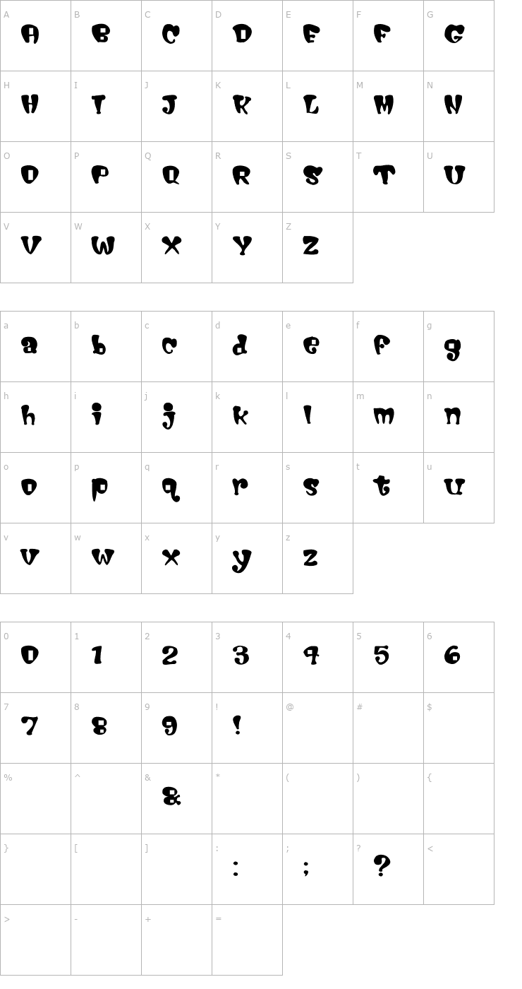 Character Map Cigarstore Font