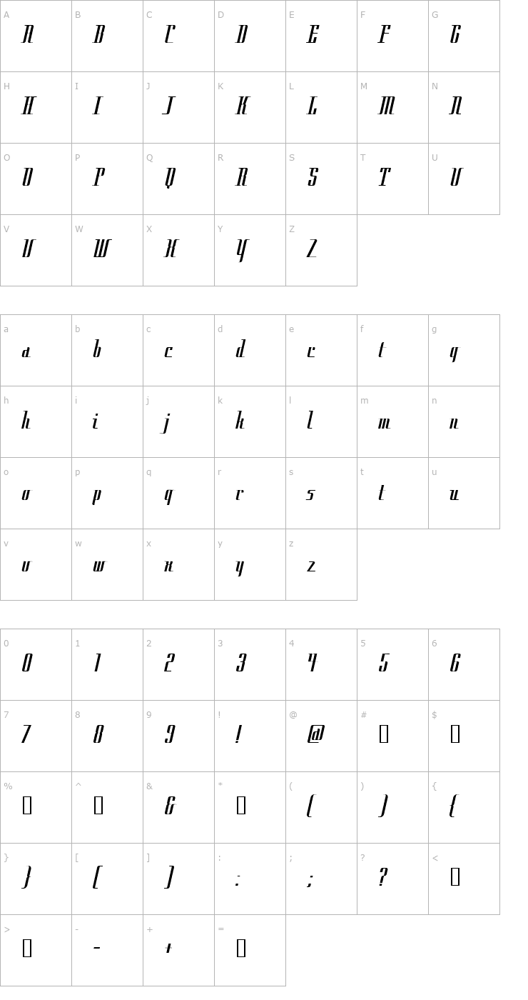 Character Map Cily Font