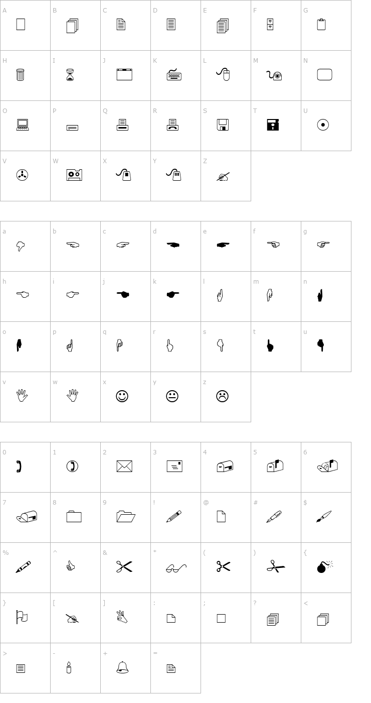 Character Map Cindy Icons Font