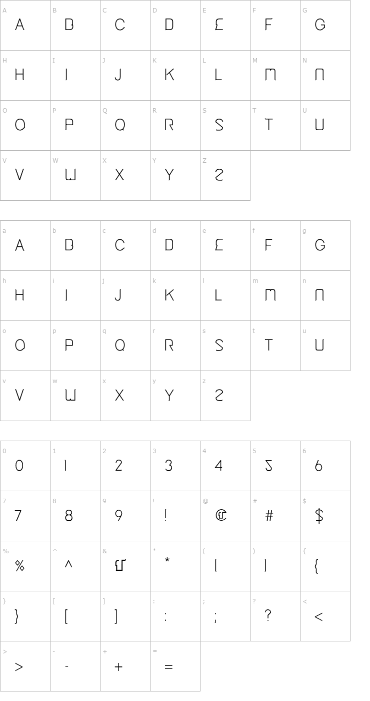 Character Map Cinga Font