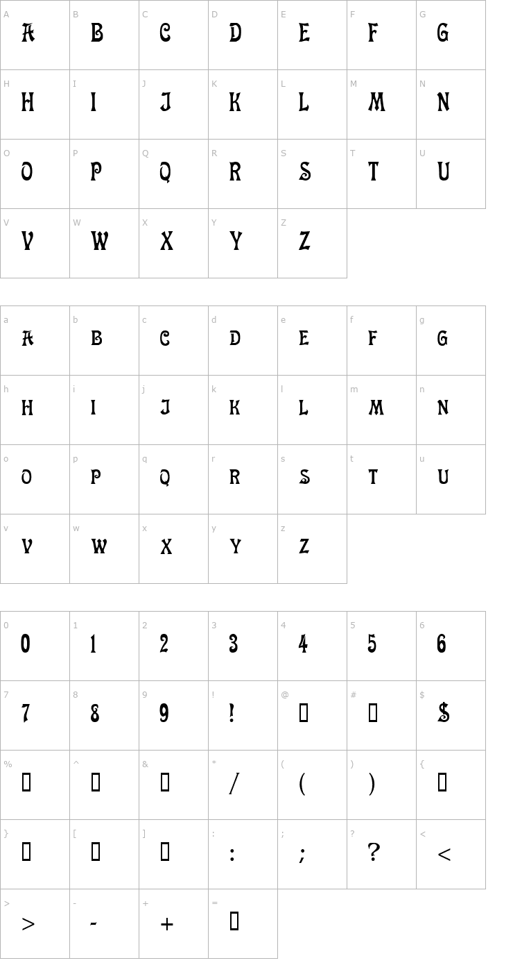 Character Map Cipango Font