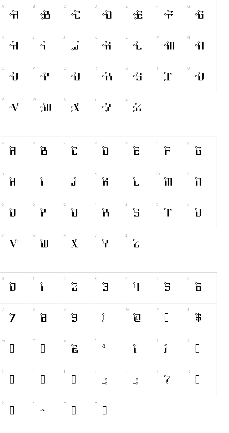 Character Map CircuitBoredNF Font