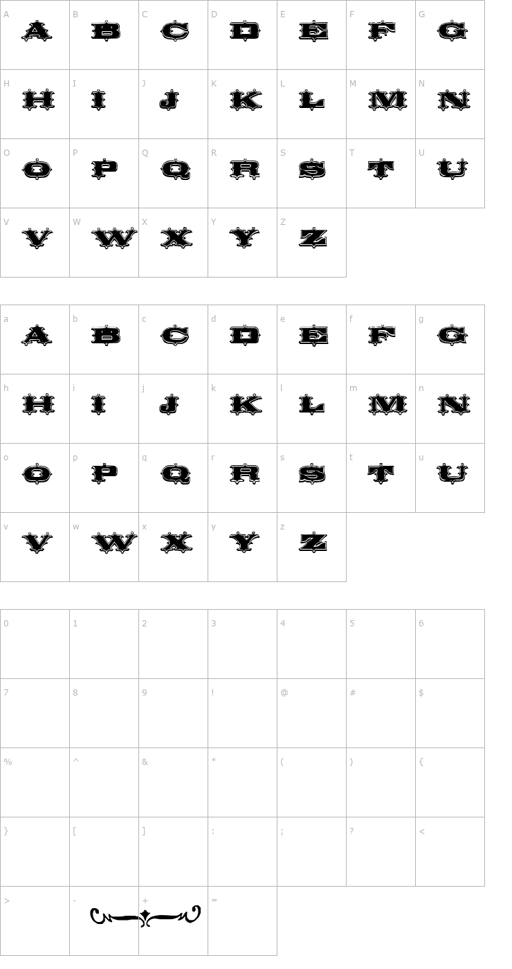 Character Map Circus Ornate Font