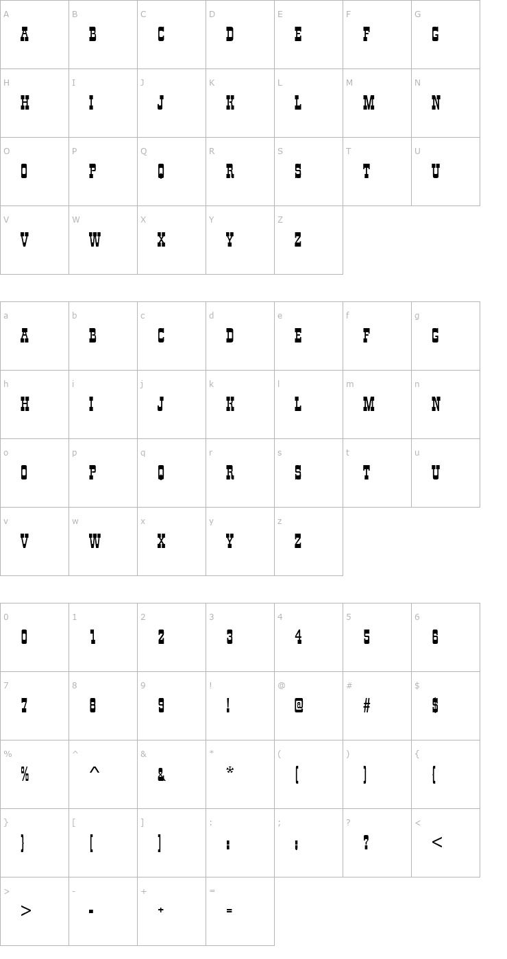 Character Map Circus Regular Font