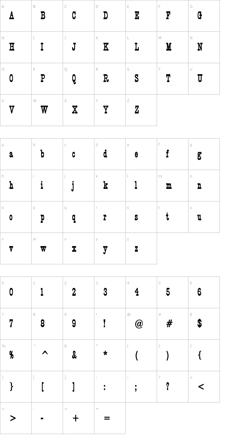 Character Map Circus Thin Bold Font