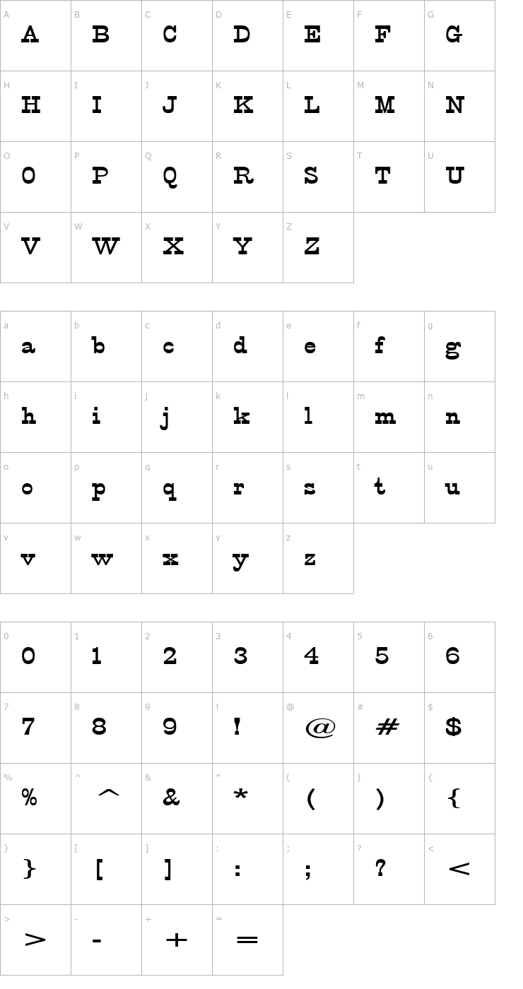 Character Map Circus Wide Bold Font