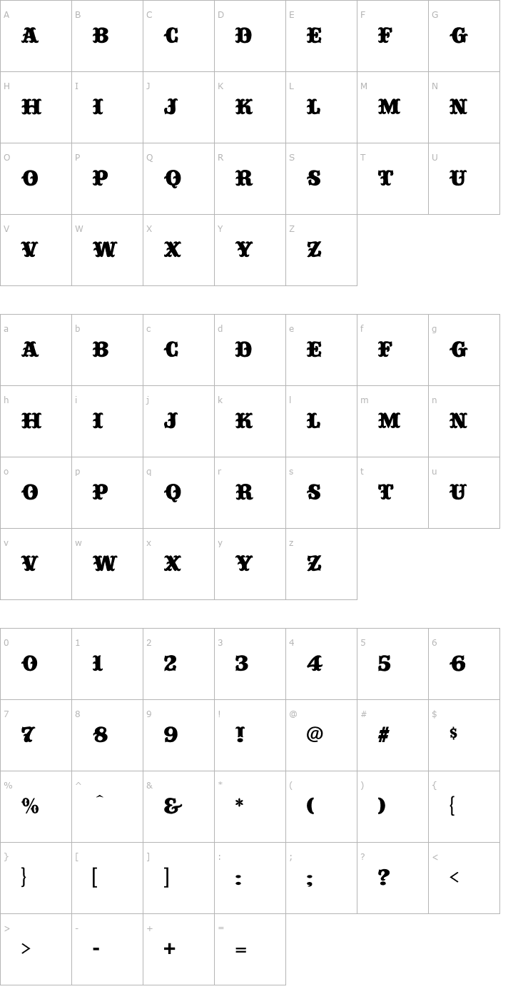 Character Map Circustime-Regular Font