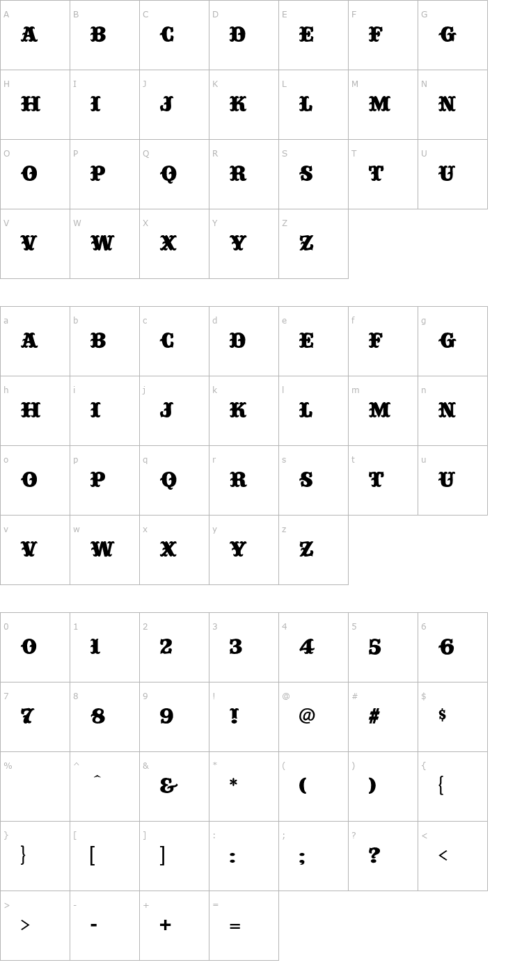 Character Map Circustime-Regular OTF Font