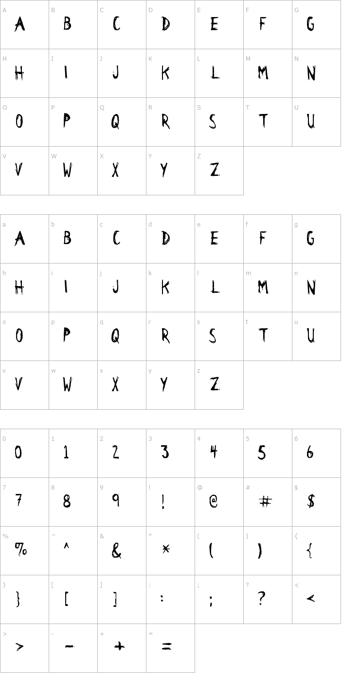 Character Map Citizen Dick Font