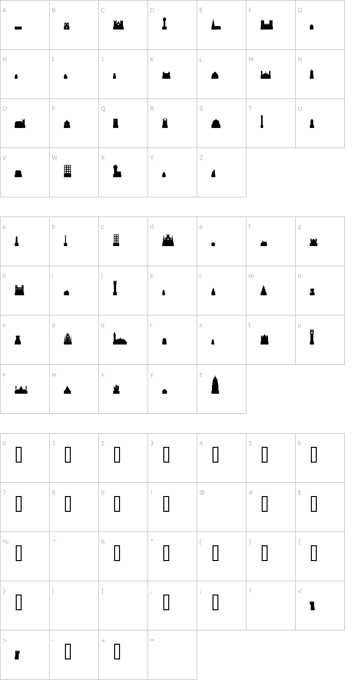 Character Map Cityscape Font