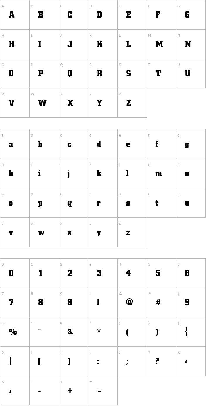 Character Map CivicBlack Regular Font