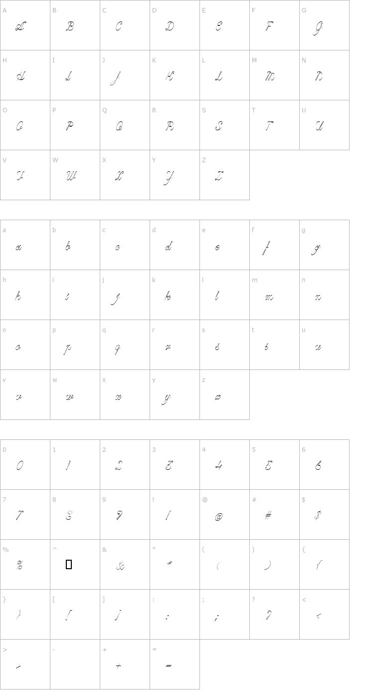 Character Map CivilityFormal Font