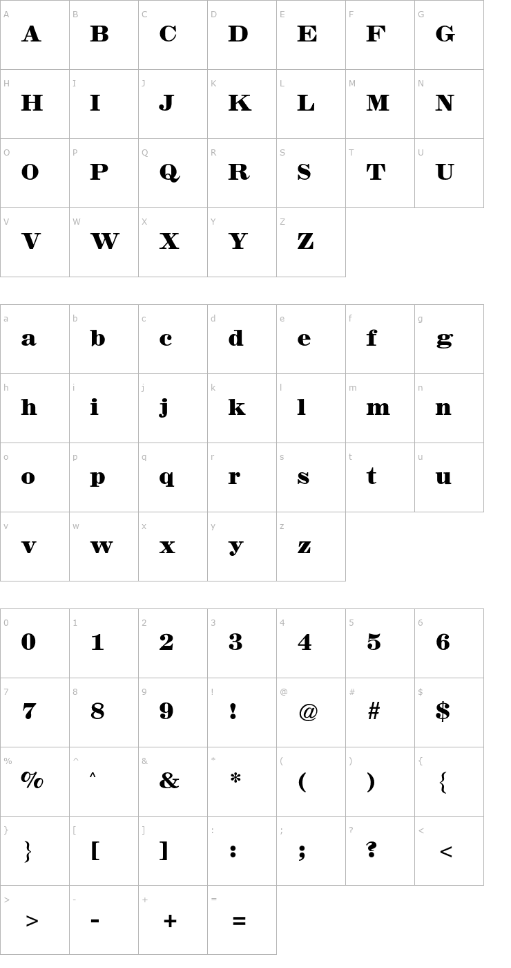 Character Map Claire News CG Bold Font