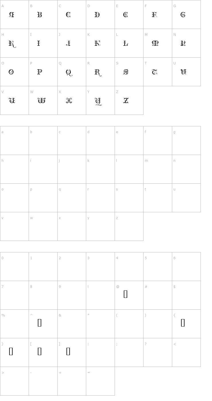 Character Map Clairveaux Demo Font